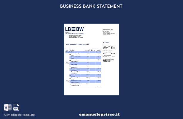stile verificato Modello di estratto conto aziendale Landesbank Baden Württember